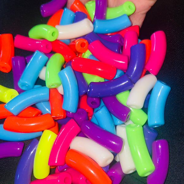 5 piece Acrylic Curvy Tube bead assorted color