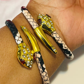 1 piece Cord Snake Snap faux leather bracelet