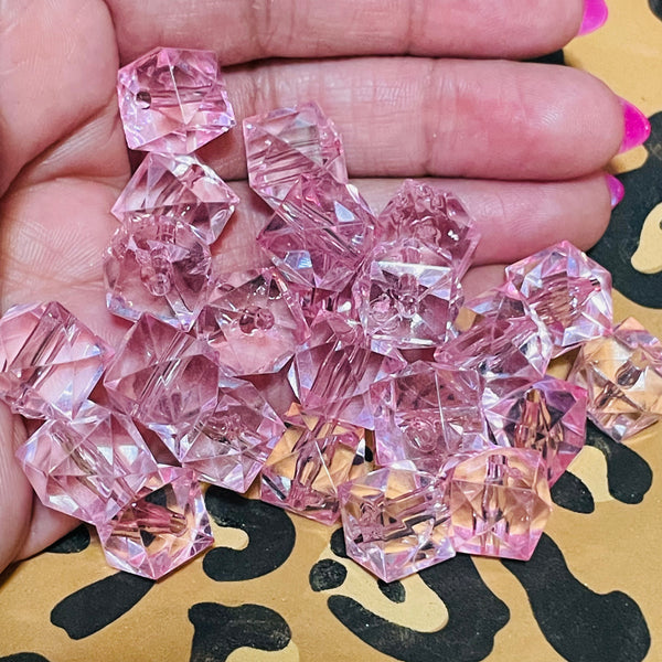 10 piece pink cube acrylic beads