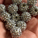 5 Piece 16MM Resin Silver Bling Beads