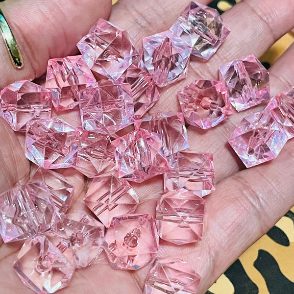 10 piece pink cube acrylic beads