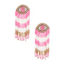 1 pair seed bead pink eye earrings