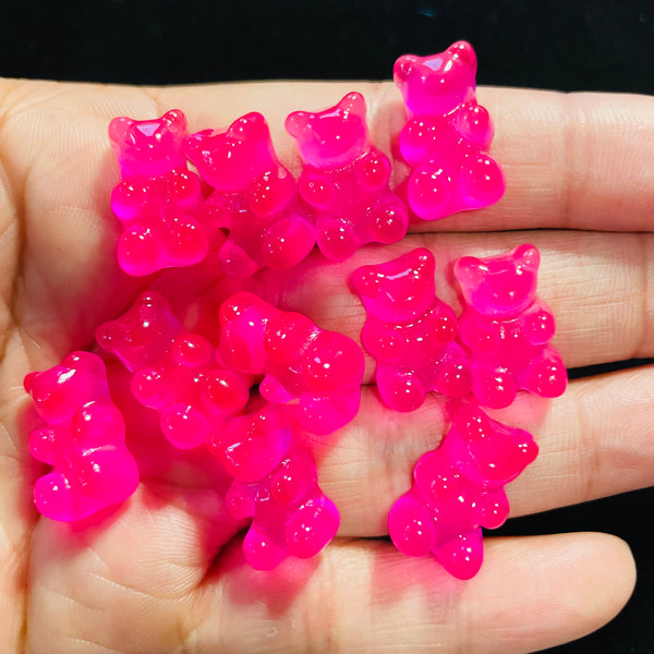 10 piece Flatback Resin Hot pink Gummy bears
