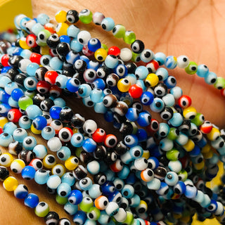Glass 4MM 1 strand Eye multi