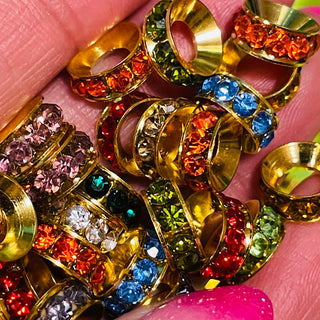 10 piece Assorted Rhinestone Spacer Assorted colors