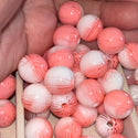 5 Piece Resin 14MM bead lot pink/white